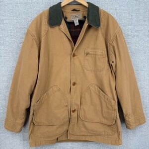 LL Bean Jacket Men's L Brown Barn Jacket Chore Coat Removable Lining USA VTG